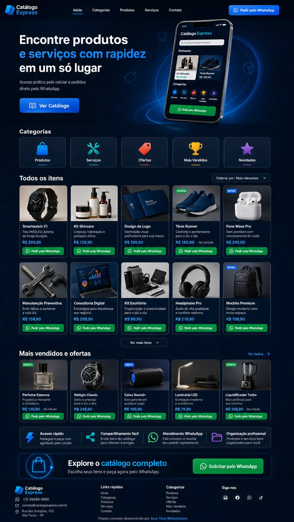 Projeto conceito Catálogo Express criado pela Aura Tech Websolutions